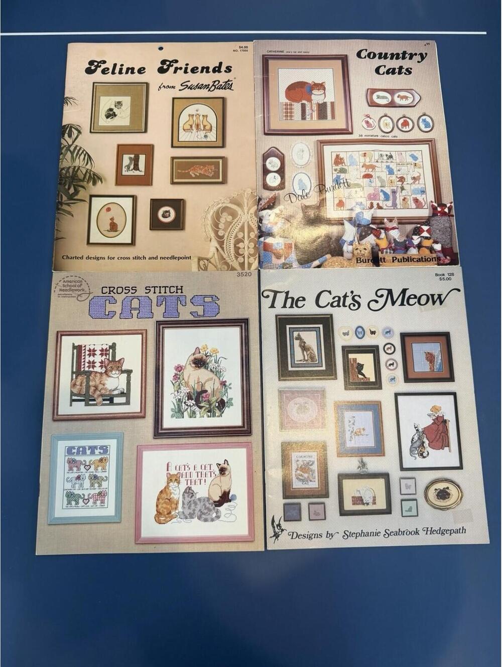 Lot Of 12 Cross Stitch Booklets/Pamphlets Cat/Kitten Themed Various